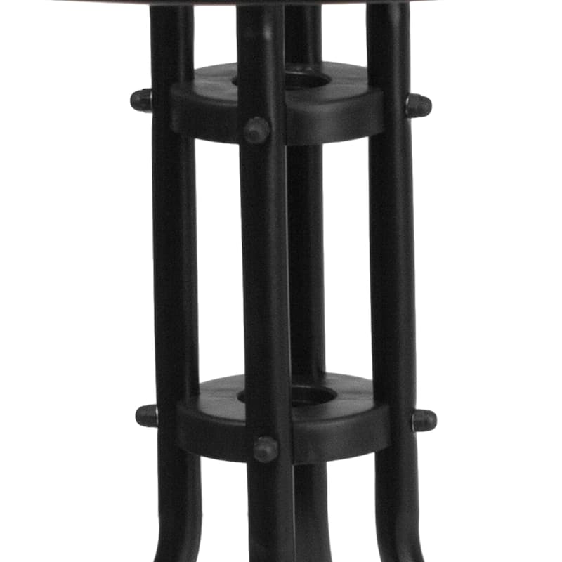 Round Tempered Glass/ Metal 28-inch Table with Rattan Edging - 28.75"D x 28.75"W x 28"H