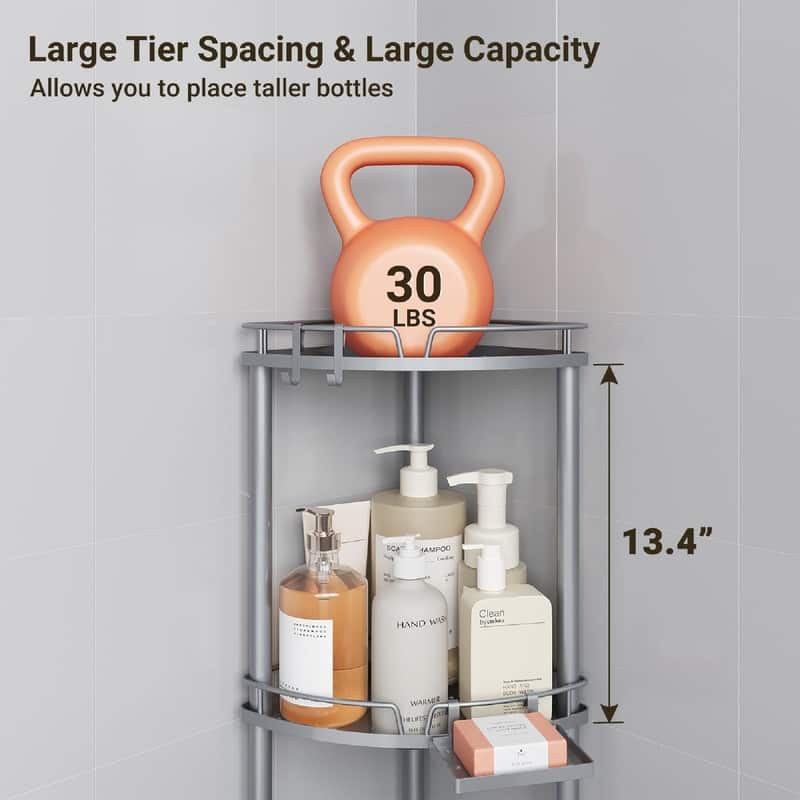 Corner Shower Caddy Standing - 9.6"D x 9.6"W x 30.9"H