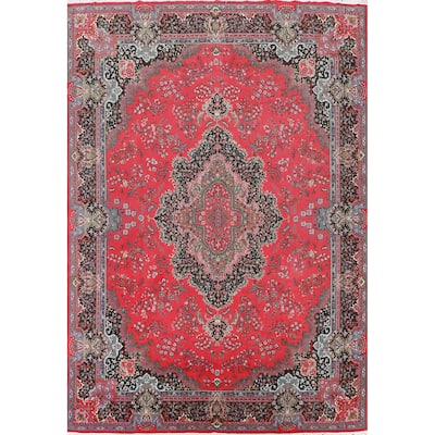Victorian Style Pink Kashan Turkish Area Rug Machine Made Carpet - 9'8" x 13'2"