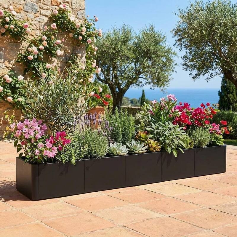 Square Metal Planter Box, Open Base Design - 20.5*70.1*11.8 in