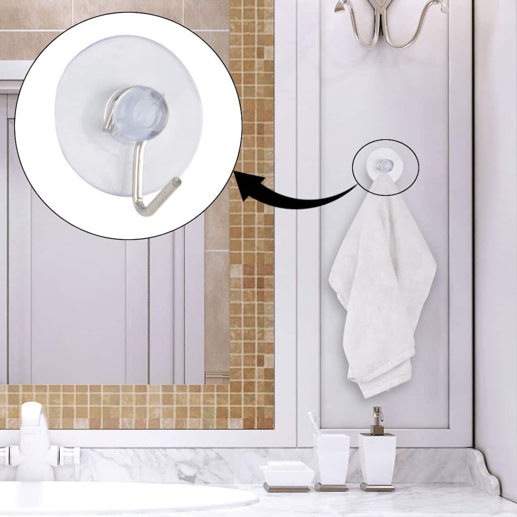4pcs Suction Cup Hooks 1" Diameter Removable Metal Hook Vacuum Hooks Hangers - Clear