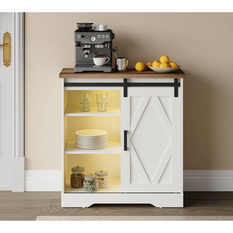 WAMPAT Farmhouse Coffee Bar Cabinet Storage Sideboard