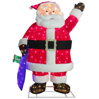 Puleo International 6 ft Santa with Gift Box Christmas Outdoor Decor - Red