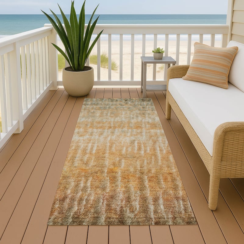 Machine Washable Indoor/ Outdoor Contemporary Ombre Chantille Rug - Copper - 2'3" x 7'6"