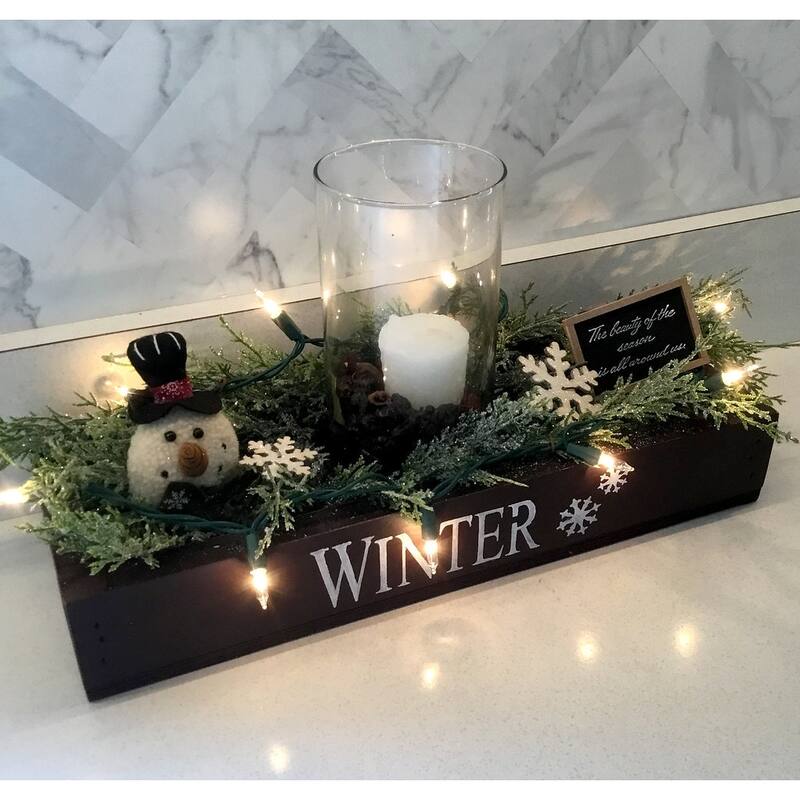 Farmhouse Primative Candle Box - Winter
