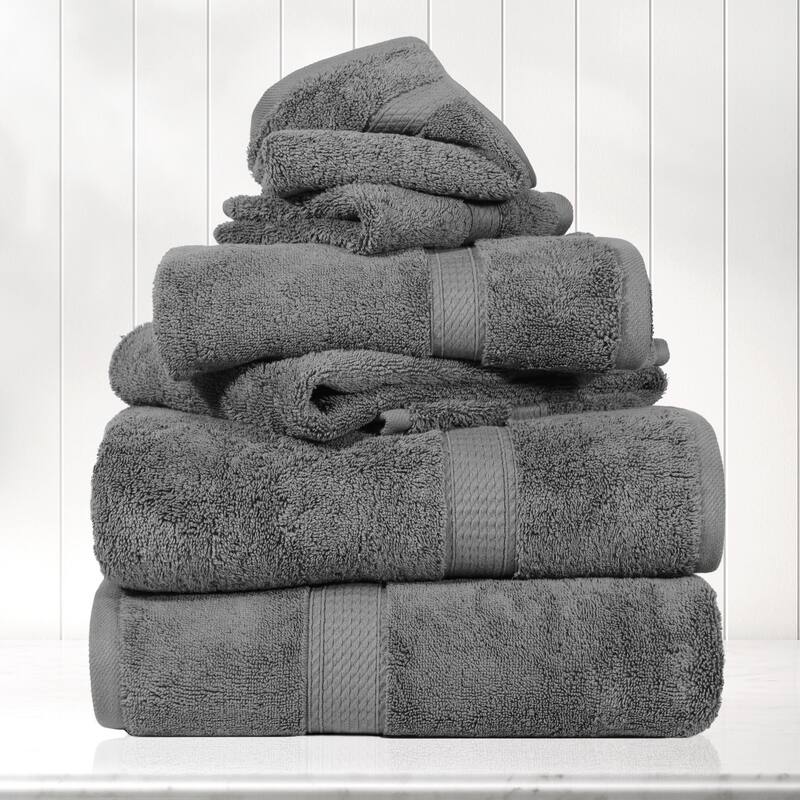 Blue Nile Mills Luxury 6-Piece Egyptian Cotton Towel Set, Thick Absorbent Bathroom Towels