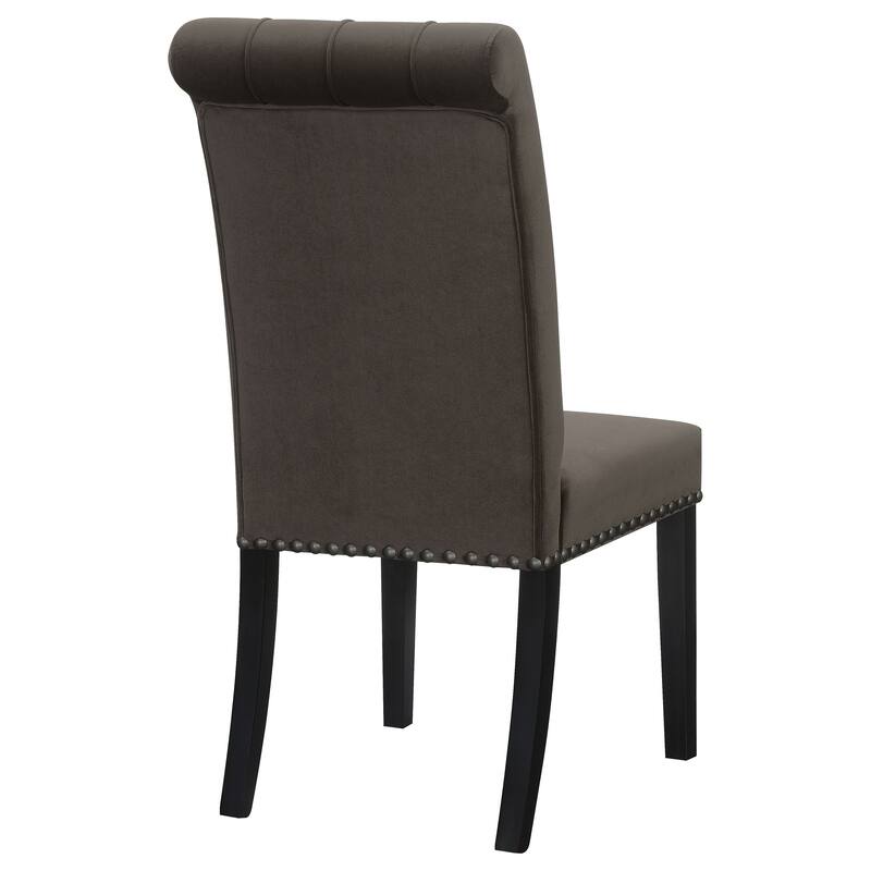 2pc Set Luxurious Feel Button-Tufted High Back Elegant Rolled Top Velvet Fabric Upholstered Nailhead Trim Tapered Legs