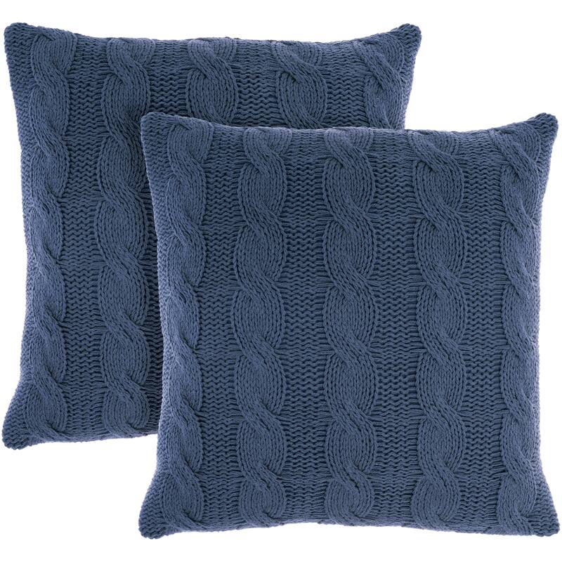 Mina Victory Lifestyle Solid Throw Pillow - Navy - 18" x 18" Set of 2