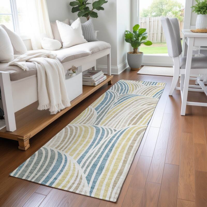 Machine Washable Indoor/ Outdoor Modern Parsons Chantille Rug