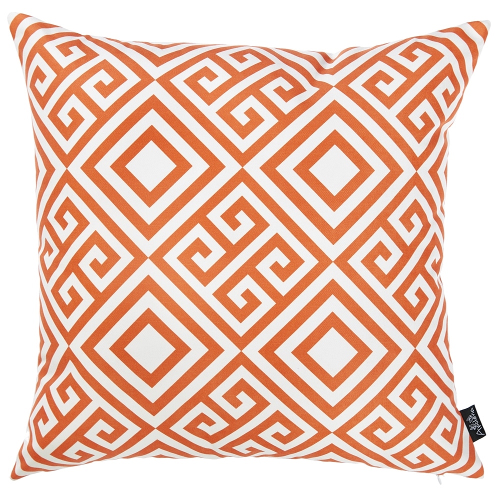 Orange And White Greek Key Decorative Throw Pillow Cover Orange And White Greek Key Decorative Throw Pillow Cover
