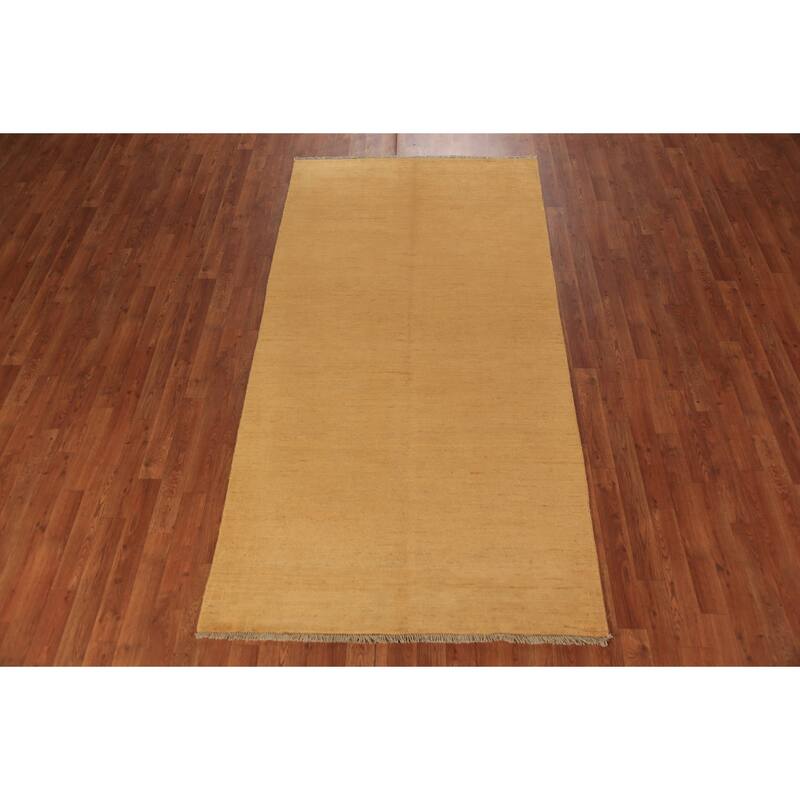 Yellow Gabbeh Oriental Area Rug Hand-Knotted Wool Carpet - 3'11" x 8'0"