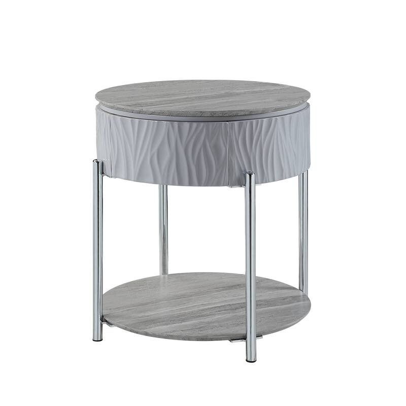 Yukino High Gloss & Chrome Finish End Table