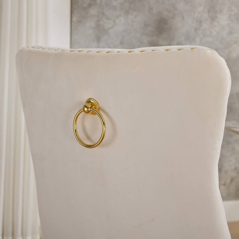 Roomfitters Upholstered Dining Chairs Set of 2 with Nailhead Trim and Gold Legs, Modern Side Chairs for Kitchen