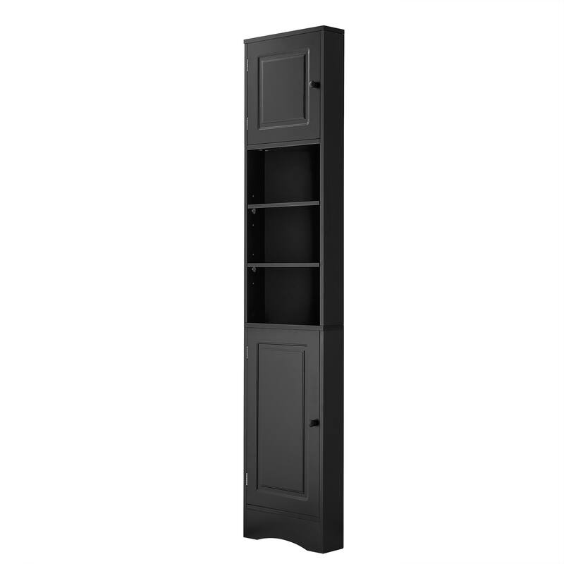 GDFStudio - Evelyn Tall Corner Bathroom Cabinet with Adjustable Shelves and Space-Saving Design