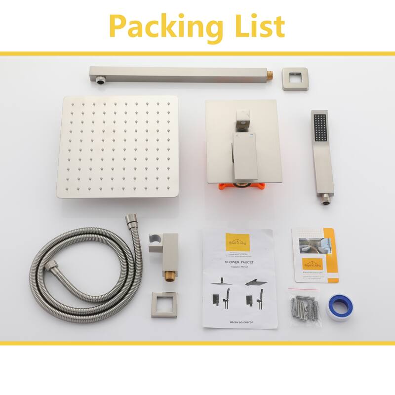 2.5 GPM 10 in. Wall Mount Dual Shower Heads with Pressure Balance Valve