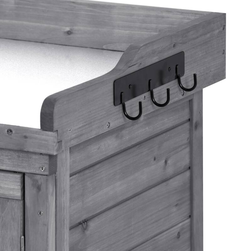 Outdoor 39" Potting Bench Table, Rustic Garden Wood Workstation Storage Cabinet Garden Shed
