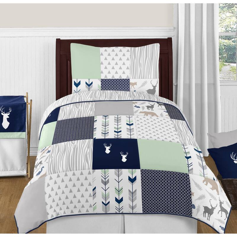Sweet Jojo Designs Navy and Mint Woodsy Comforter Set