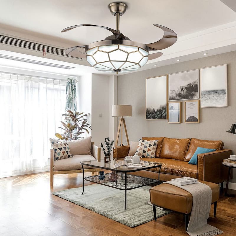 42'' Tiffany Style Classic Ceiling Fan Light with Remote - 42 Inches