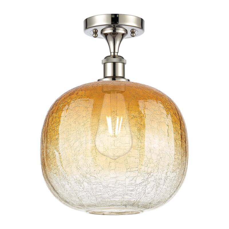 Innovations Lighting Endless Possibilities Ballston - Brookhaven Sphere - 1 Light 11" Semi-Flush Mount - Polished Nickel/Amber