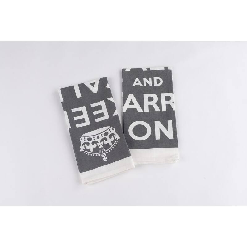 Grey "Keep Calm" Cotton Tea Towel Set