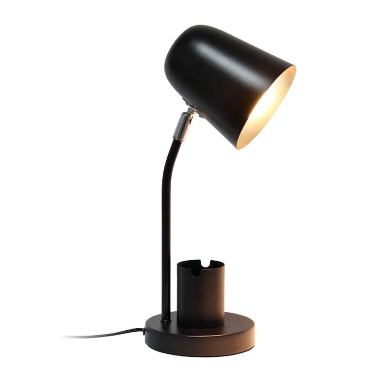 Adjustable Desk Lamp with Pen Holder - 15.75" - Black
