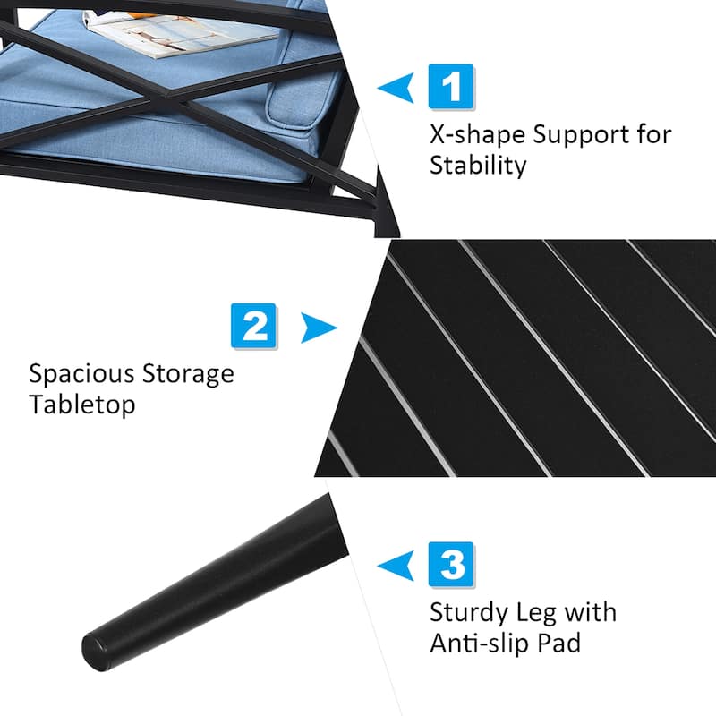 Costway 4PCS Patio Furniture Set Aluminum Frame Cushioned Sofa Chair - Black/Blue - 4-Piece Sets