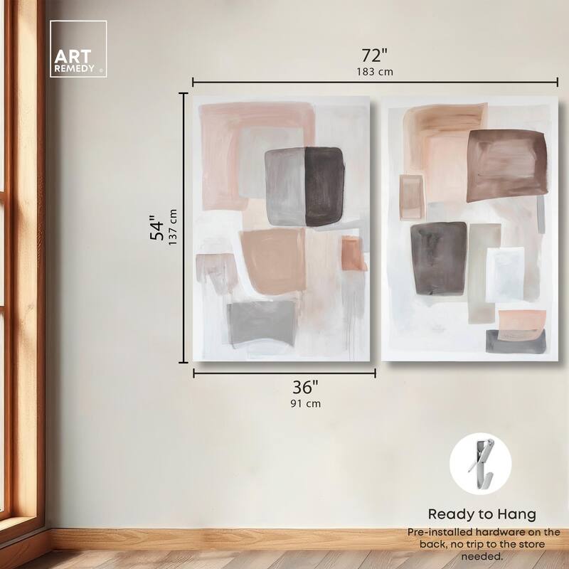 Soft Shapes Set Canvas Set of 2 by Art Remedy, Gallery Wrapped