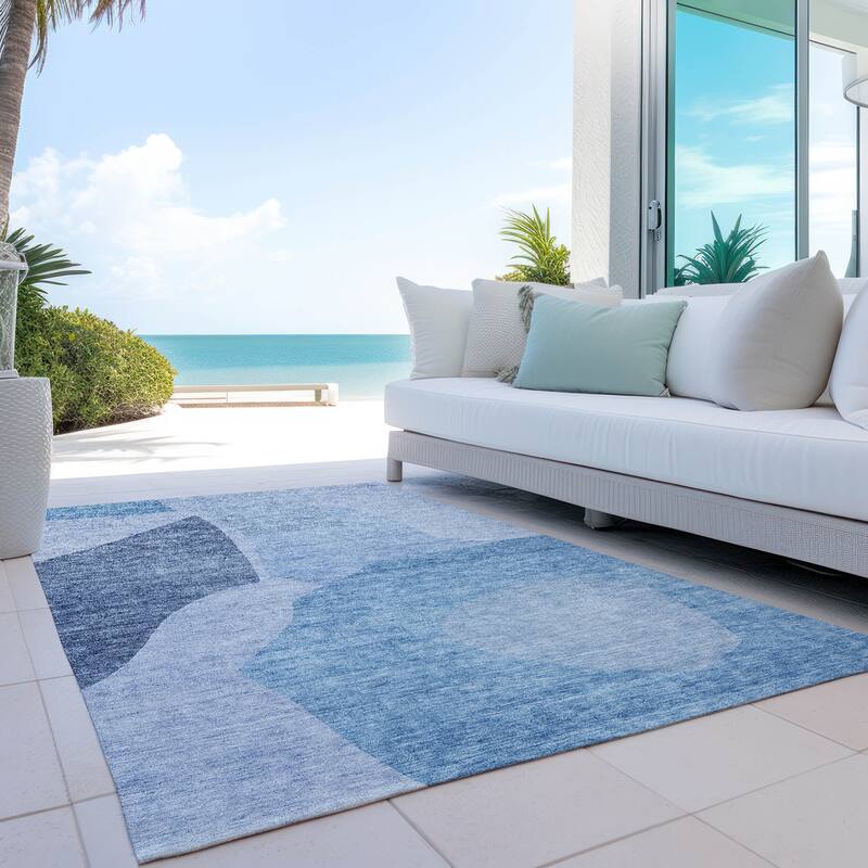 Machine Washable Indoor/ Outdoor Chantille Modern Abstract Rug