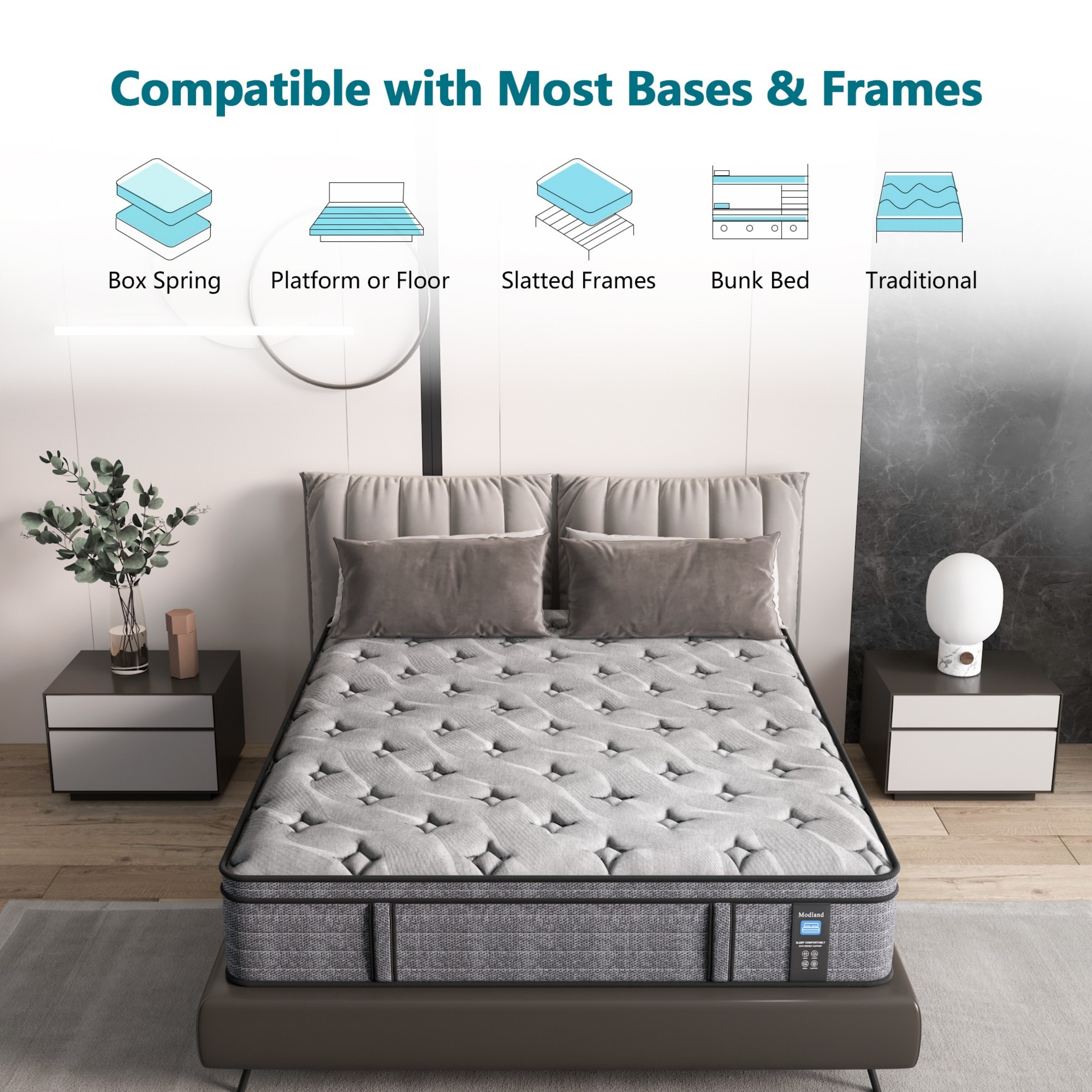 Modland 14'' Queen Hybrid Memory Foam Mattress in a Box - Pressure