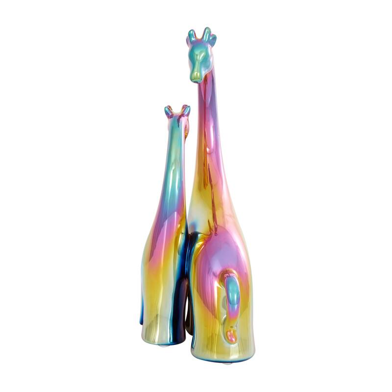 Silver or Multi Colored Ceramic Giraffe Sculpture