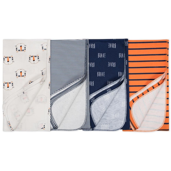 Gerber Baby Boys 4 Pack Receiving Blanket Happy Tiger 30