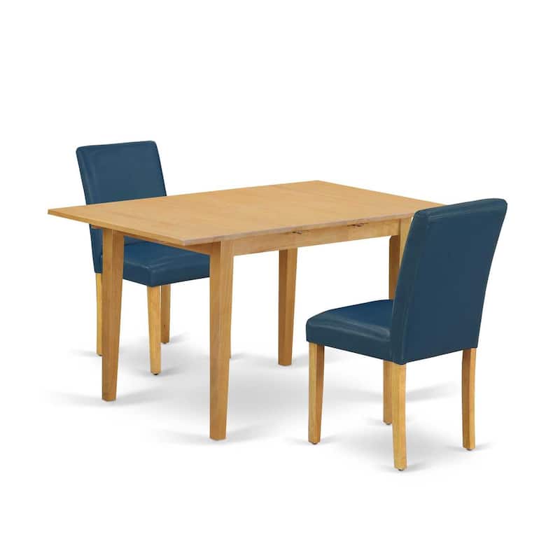 Dinette Set 3Pc Rectangle Table w/ Leaf & 2 Parsons Chairs - Southwestern Oasis Design