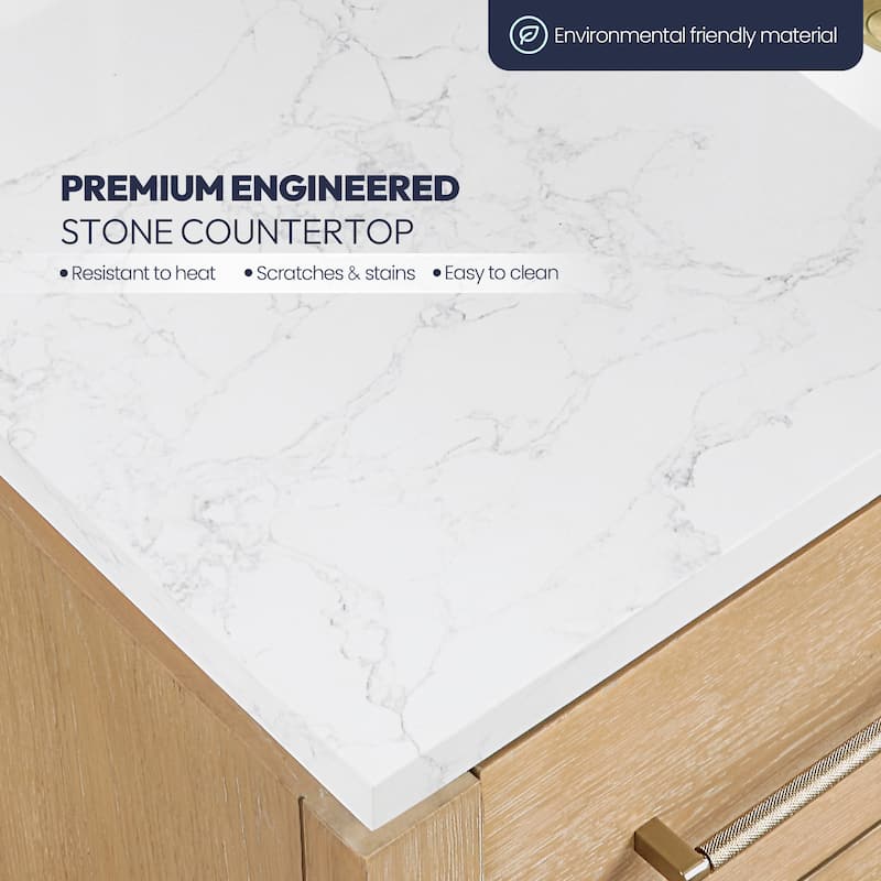 San Single Bath Vanity with Composite Stone Top and Mirror