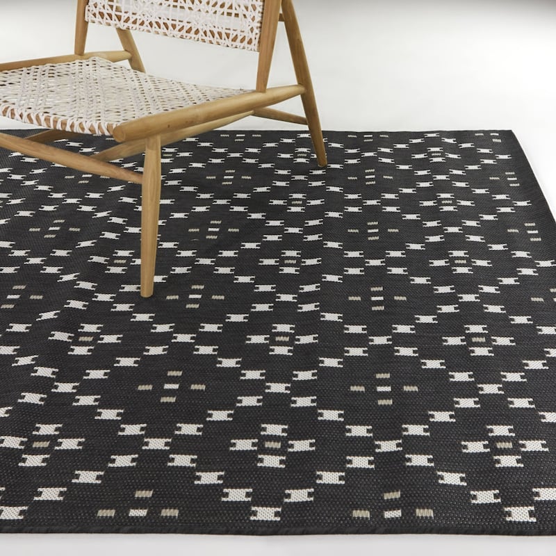 Rogelio Trellis Patio Indoor/Outdoor Area Rug - 5'3" x 7' - Charcoal