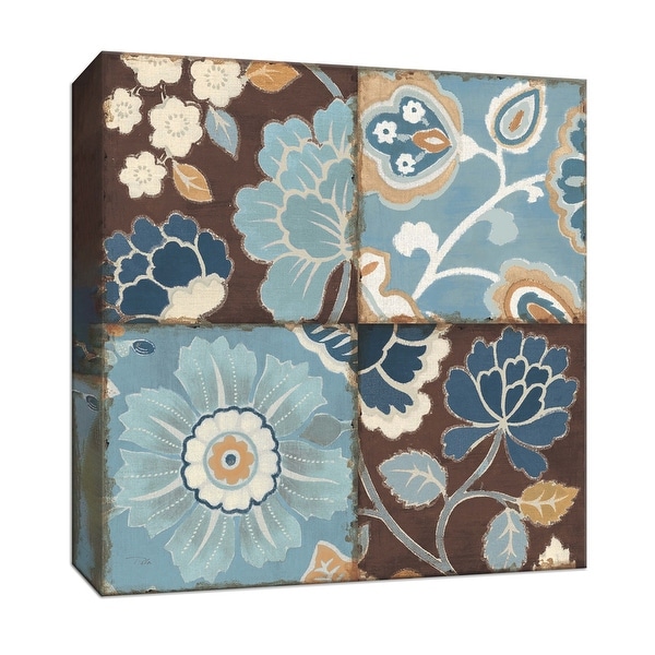 PTM Images 9-153312 PTM Canvas Collection 12" x 12" - "Blue Patchwork Motif II" Giclee Flowers Art Print on Canvas