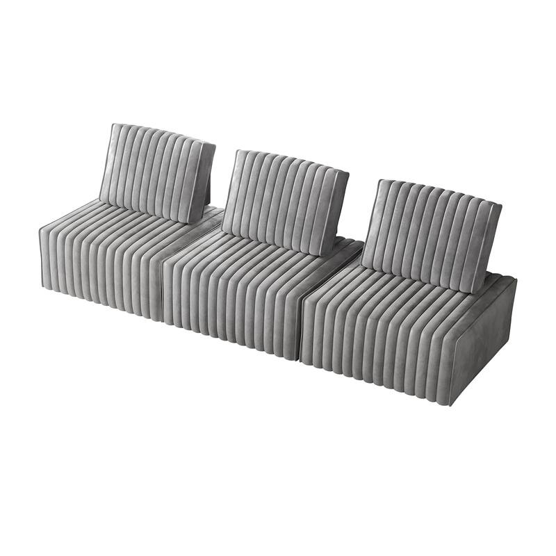 CraftPorch 3-Pieces Contemporary Clean-Line Linen Upholstered - 3 Piece - Silver Grey