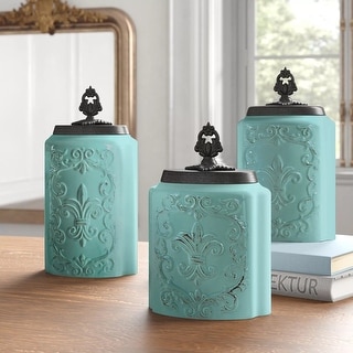 Blue Antique Set of 3 Canister - Overstock - 36117305