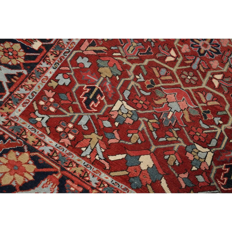 Hand Knotted Oriental 100% Wool Carpet Traditional Geometric Oranges & Rust Heriz (serapi) Area Rug - 6' 3'' X 5' 0''