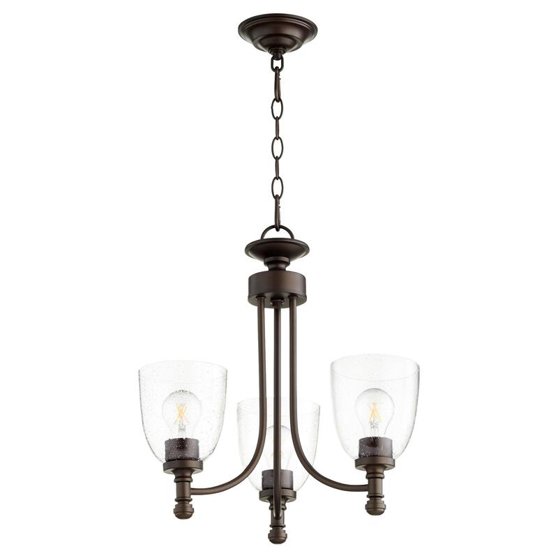 Quorum International Rossington 3 Light 18" Wide Chandelier - Oiled Bronze / Clear Seeded