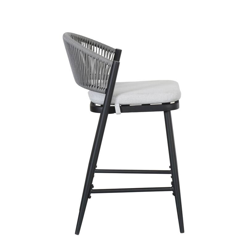 Christopher Knight Home - Beverly Outdoor Counter Stools with Scallop Backrest (Set of 4) - Iron