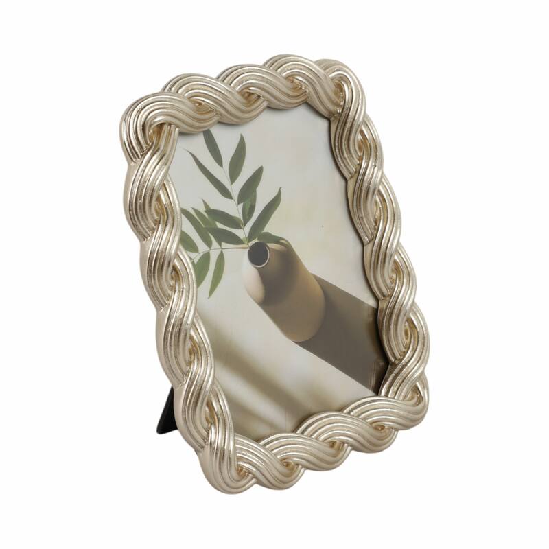 Decorative Resin and Glass Frame Twisted Rope Design - 5"x7", Gold