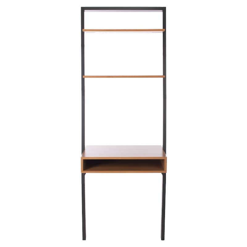SAFAVIEH Oleta 2-Shelf Leaning Desk - Natural/Charcoal