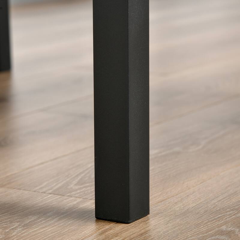 Brown Bar Table and Chairs Set, Side Chairs with Steel Legs and Footrests, Square Dining Table for Breakfast Nook