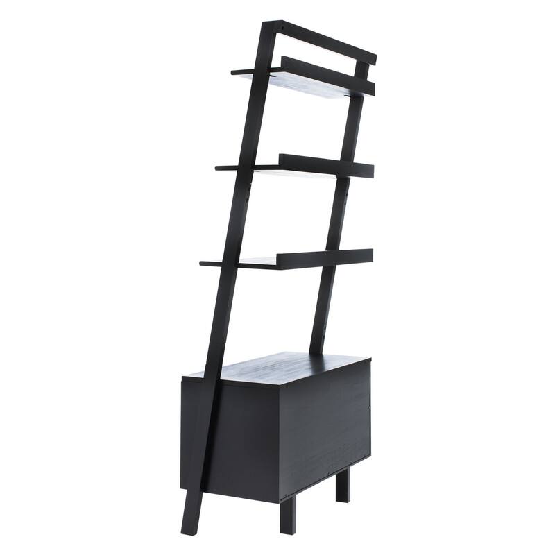 SAFAVIEH Fadime Natural/Charcoal 3-Shelf 1 Door Etagere - 32" W x 15.4" L x 72" H - 32Wx15Dx72H