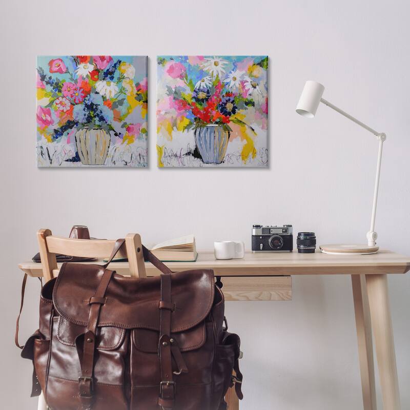 Stupell Vibrant Flower Vase Collection Canvas Wall Art Design By Joan Curtis (Set of 2)