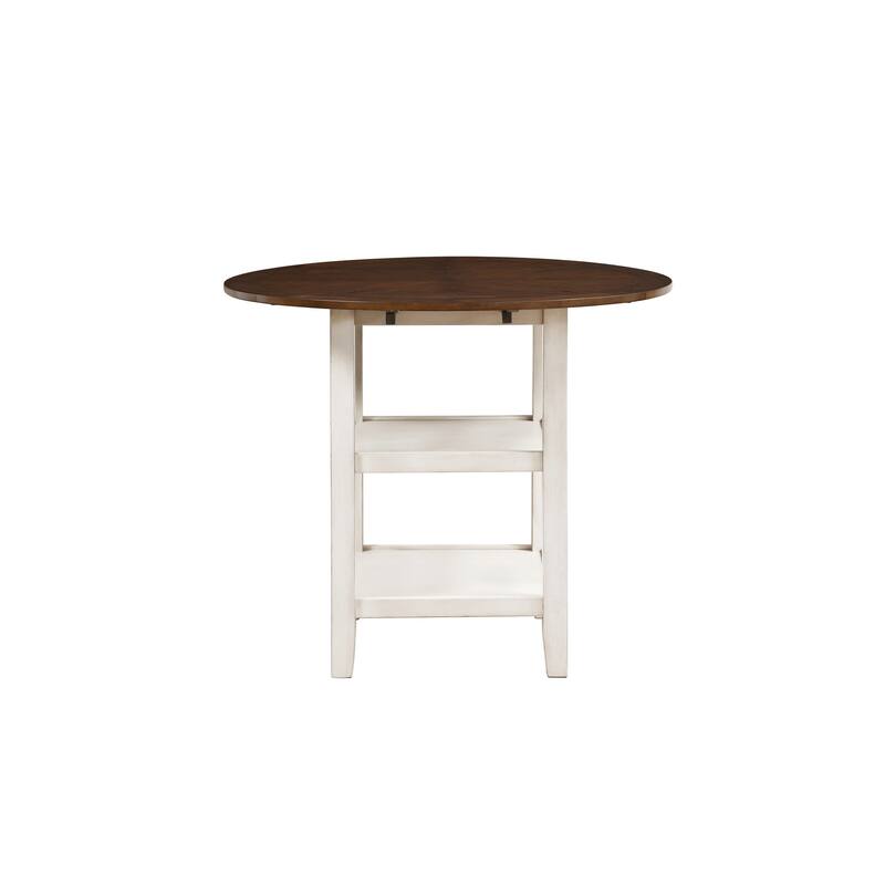 White and Dark Cherry Finish 1pc Counter Height Table with 2x Bottom Shelves Drop Side Leaf Kitchen Dining Furniture