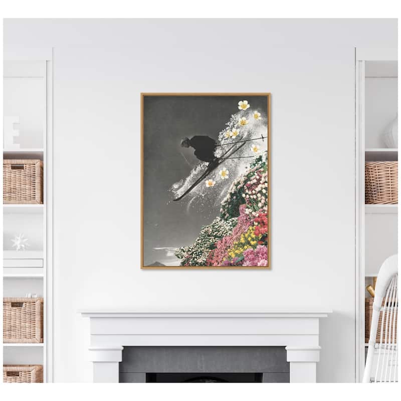 Kate and Laurel Sylvie Spring Skiing Framed Canvas by Sarah Eisenlohr