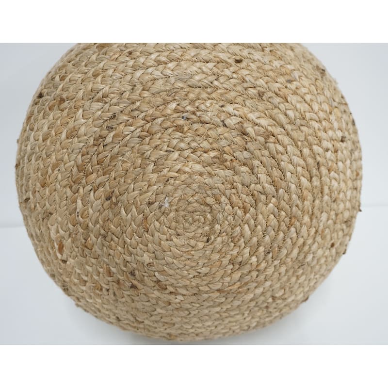 Home&Manor Jute Round Pouf