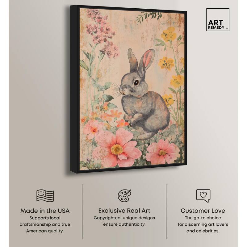 Floral Bunny Canvas by Art Remedy