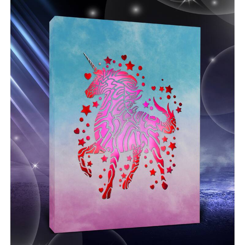 CoTa Global Unicorn Light Up LED Wall Art - Fun Changing Color LED - 15.75Lx11.9Wx1H inches